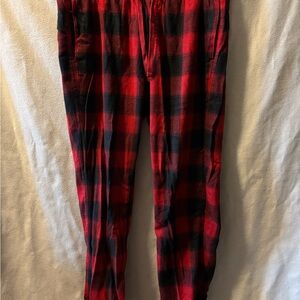 Abercrombie & Fitch Red and Black Checkered Joggers